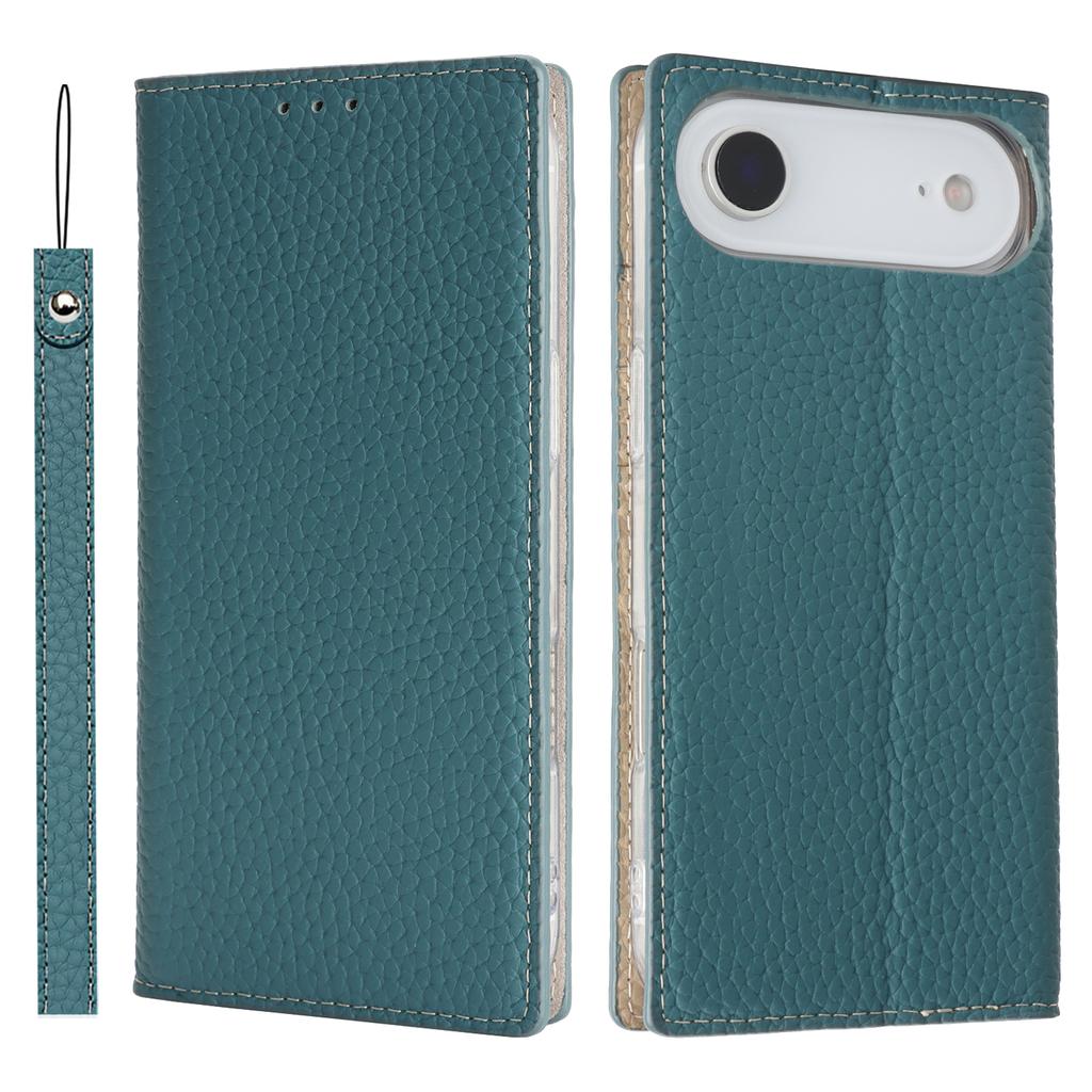 For iPhone Air Wallet Case Genuine Cow Leather Phone Cover Litchi Texture