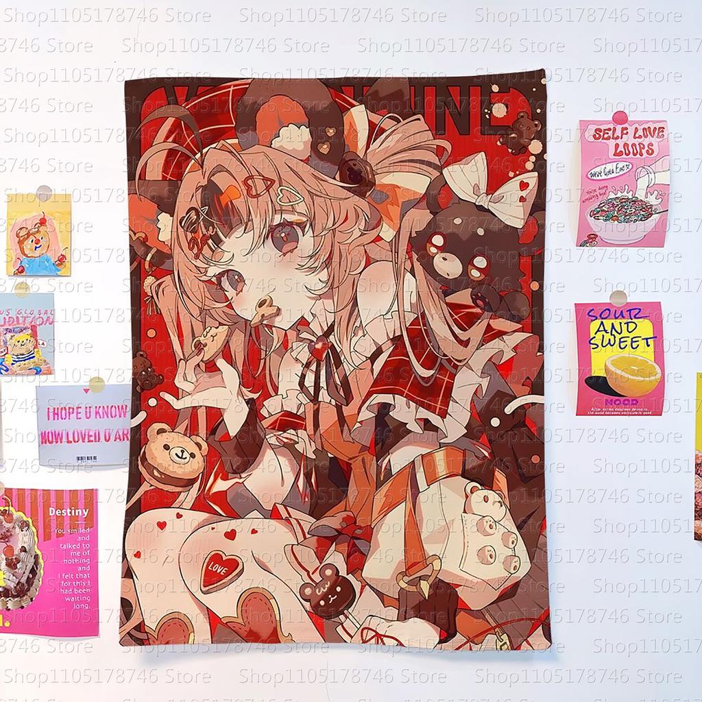 kawaiiii Cartoonstyle anime girl worthy hanging cloth cute and girl background cloth for bedroom and dormitory room decoration