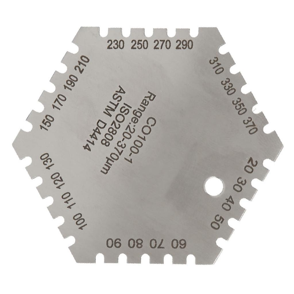CO1001 20370um Stainless Steel Hexagonal Wet Film Comb Card Thickness Gauge Meter
