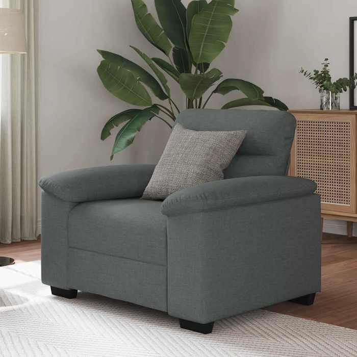VidaXL Fauteuil gris foncé 60 cm tissu, fauteuil canapé simple, fauteuil d'appoint, fauteuil de relaxation, fauteuil de 4105288
