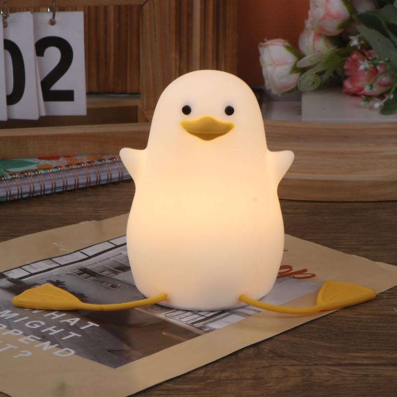 Cute Animal Silicone Lamp Duck Night Light For Kids Touch Control Dimmable Usb Rechargeable Bedside Bedroom Decor Birthday Gifts
