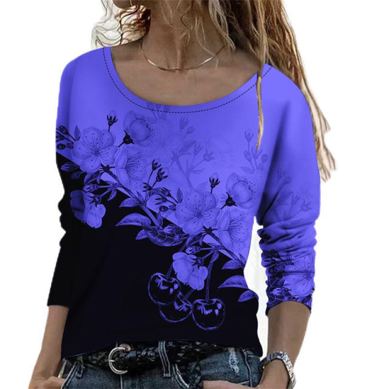 Women's T-shirt Tee Casual Holiday Weekend Simple Abstract Painting Tshirt Tee Long Sleeve Round Neck Oversized
