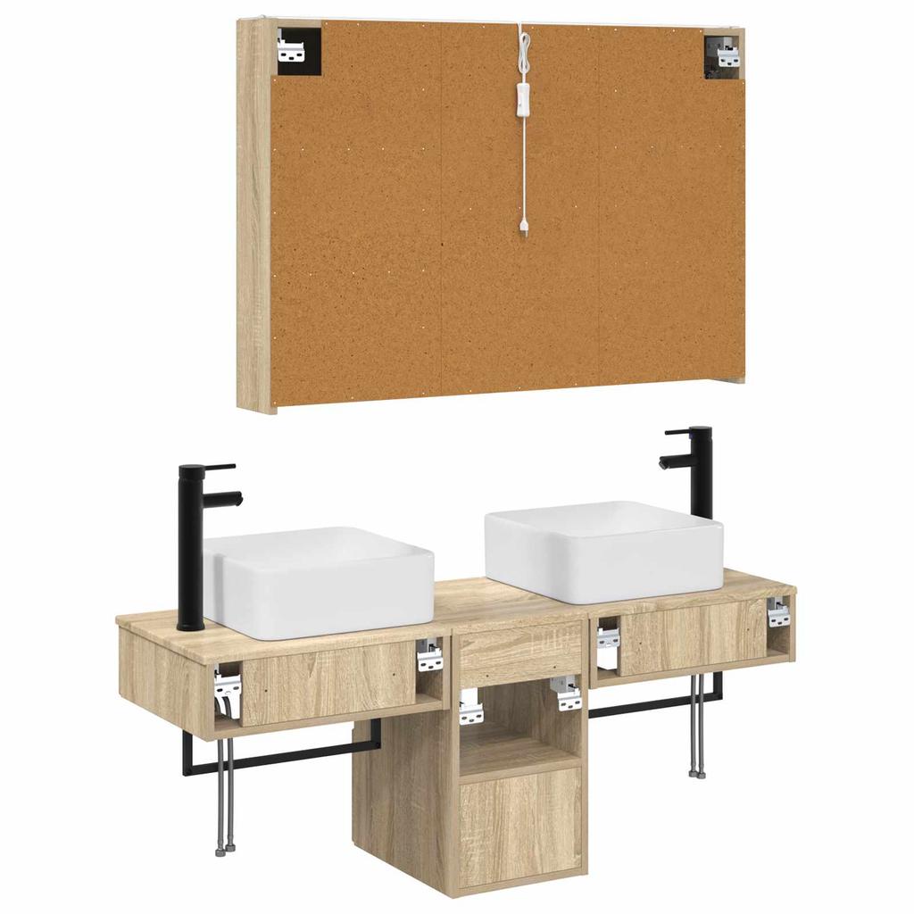 Bathroom Cabinet Set 4 Pcs Sonoma Oak 103.5 X 15.5 X 70 Cm