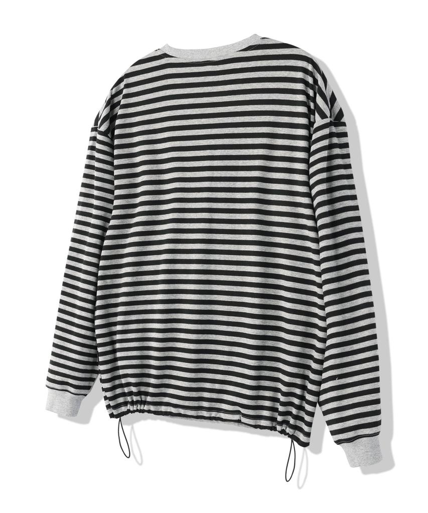 Modernoment Striped Oversized String Long Sleeve [Gray]