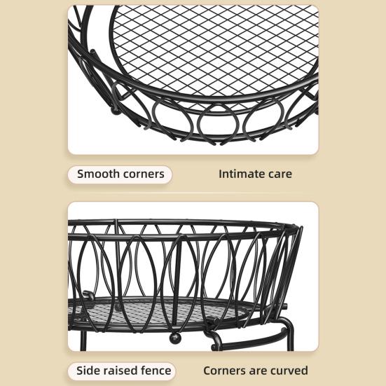 Košík na ovoce Kuchyňský úložný regál Dvouvrstvý design Vysoká nosnost Odolný proti korozi