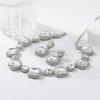 Elegant Green Red White Rhinestone Jewelry Set Women Fashion OL Style Earrings Necklace With Geometric Square Design