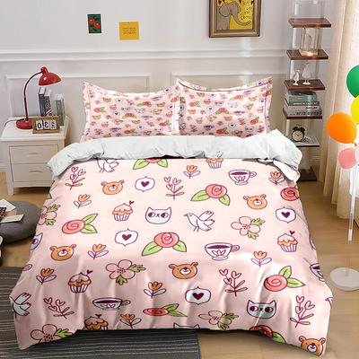 Cute Cartoon Animal Illustration Patterns Bedding Set 1 Duvet Cover 2 Pillowcases For Adult And Children Luxury Gift Full Size