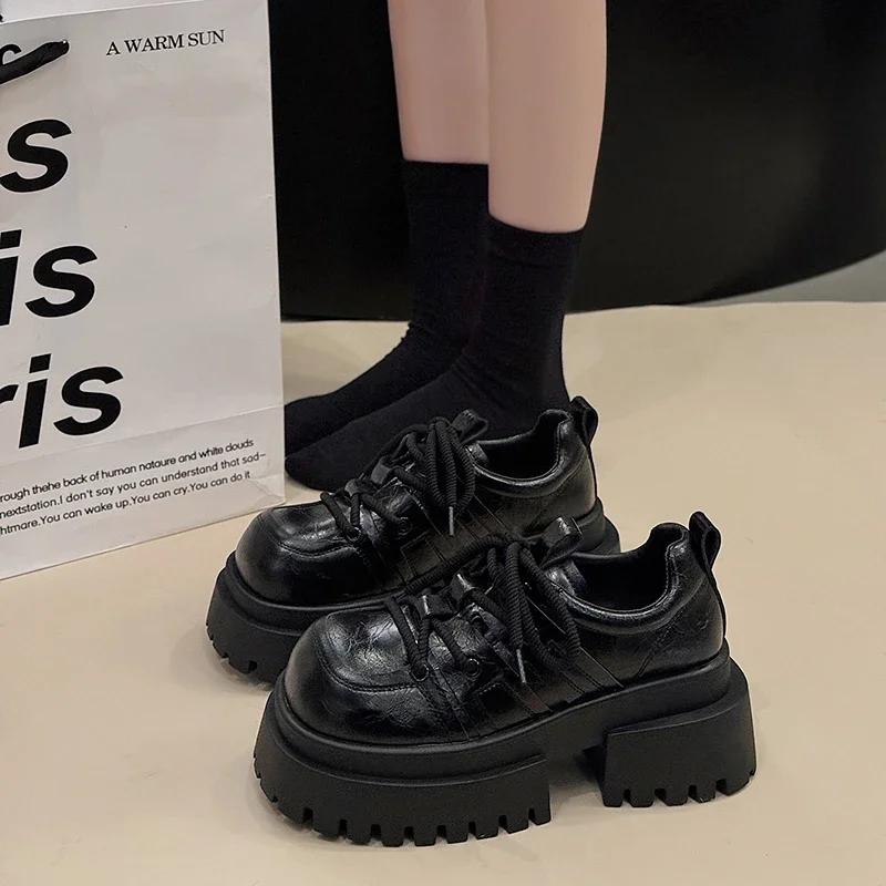 Fashion Women's High Heels Fashion 2025 Round Toe Lace-up Shoes for Women Office and Career Classic Best Seller Platform Ladies Shoes