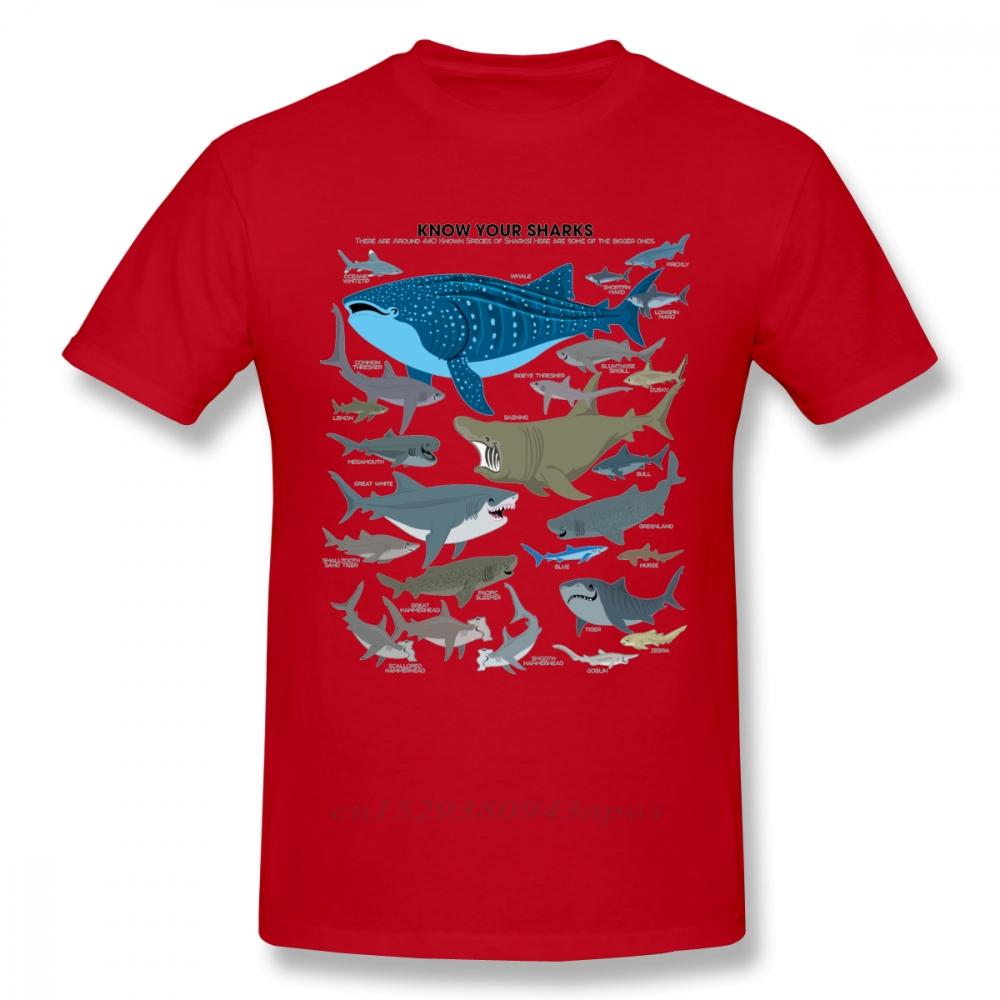 Marine Organisms Sharks T Shirt For Man Vintage Style Short Sleeve Organic Cotton Big Size Camiseta Tee Shirt