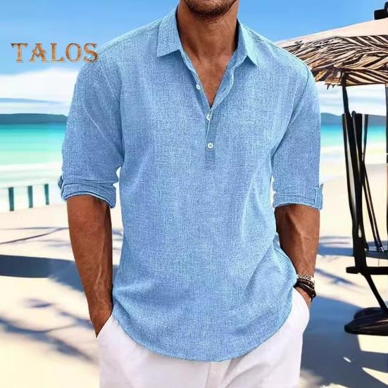 

Весенняя мужская рубашка на пуговицах с отложным воротником, однотонный, с длинными рукавами, свободный пуловер средней длины, повседневная повседневная одежда, топ M серый