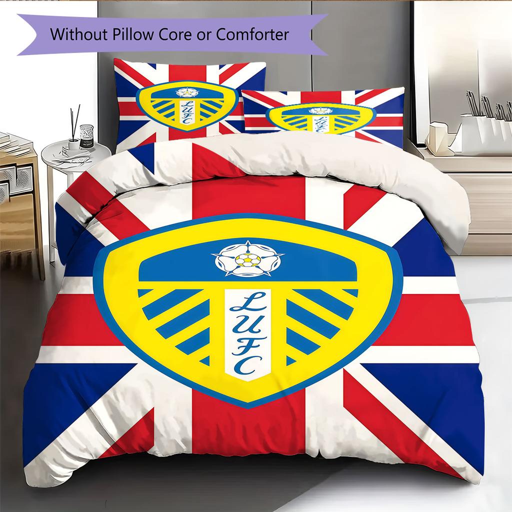 LUFC Logo Bedding Quilt Set Quilt Cover Pillowcase Home Decoration Birthday Gift (1 * Duvet Cover + 2 * Pillowcase, Without Core)