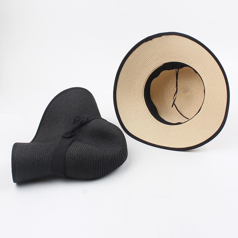Women's Korean Style Straw Sun Hat with Bow - Casual, Versatile, and Simple Design for Summer Outings.