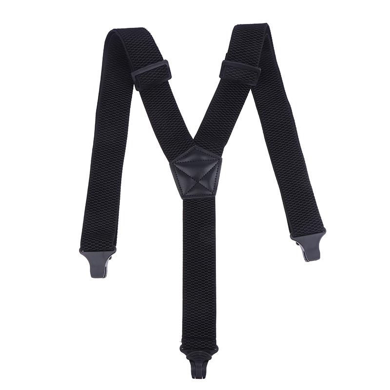 Прочные Рабочие Подтяжки для Мужчин Широкие Y-образные С 3 Пластиковыми Зажимами Регулируемые Эластичные Подтяжки для Брюк чёрный