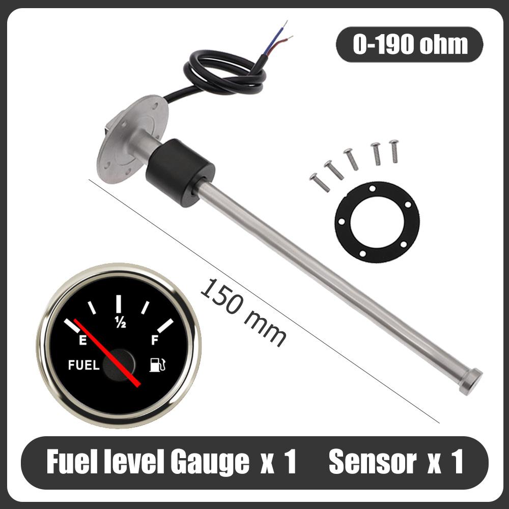 52MM Fuel Level Gauge 0-190 Ohm Oil Tank Level Indicator With Fuel Level Sensor 200MM 300MM 350MM For Boat Car RV Camper 9-12V