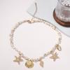 Summer New, Casual Ocean Vacation Wind Beach Shell Conch Starfish White Turquoise Versatile Women's Necklace