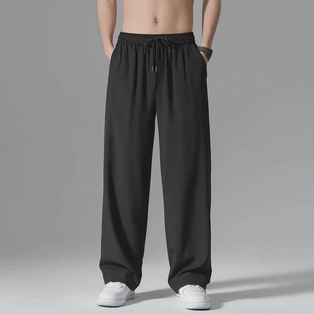 Herren Sommer Locker Geschnittene Weitbeinige Eisseidenhose