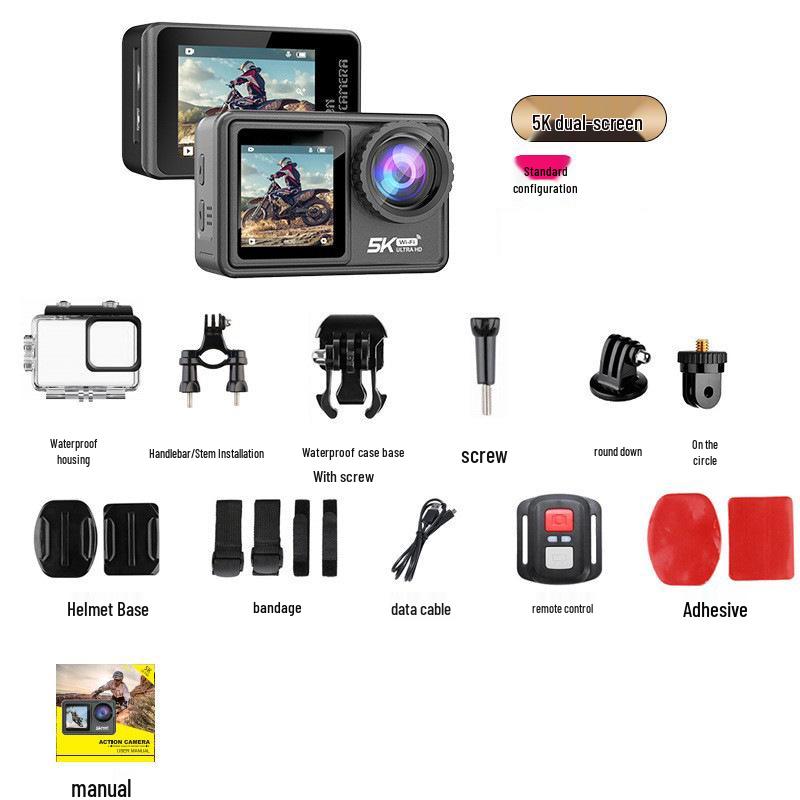 4K Sports Action Camera with Anti-Shake, Touchscreen, Wireless Connectivity, for Cycling & Fishing