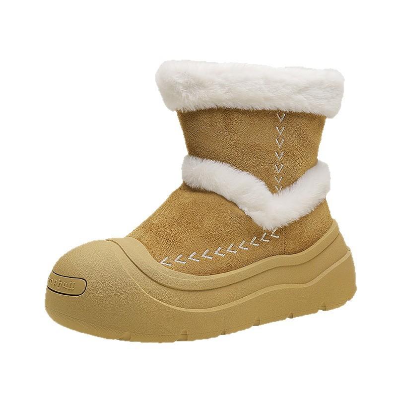 Thick-soled Snow Boots Hairy Boots Women's 2025 Autumn and Winter New Velvet Thermal Cotton Boots Versatile Non-slip Women's Boots