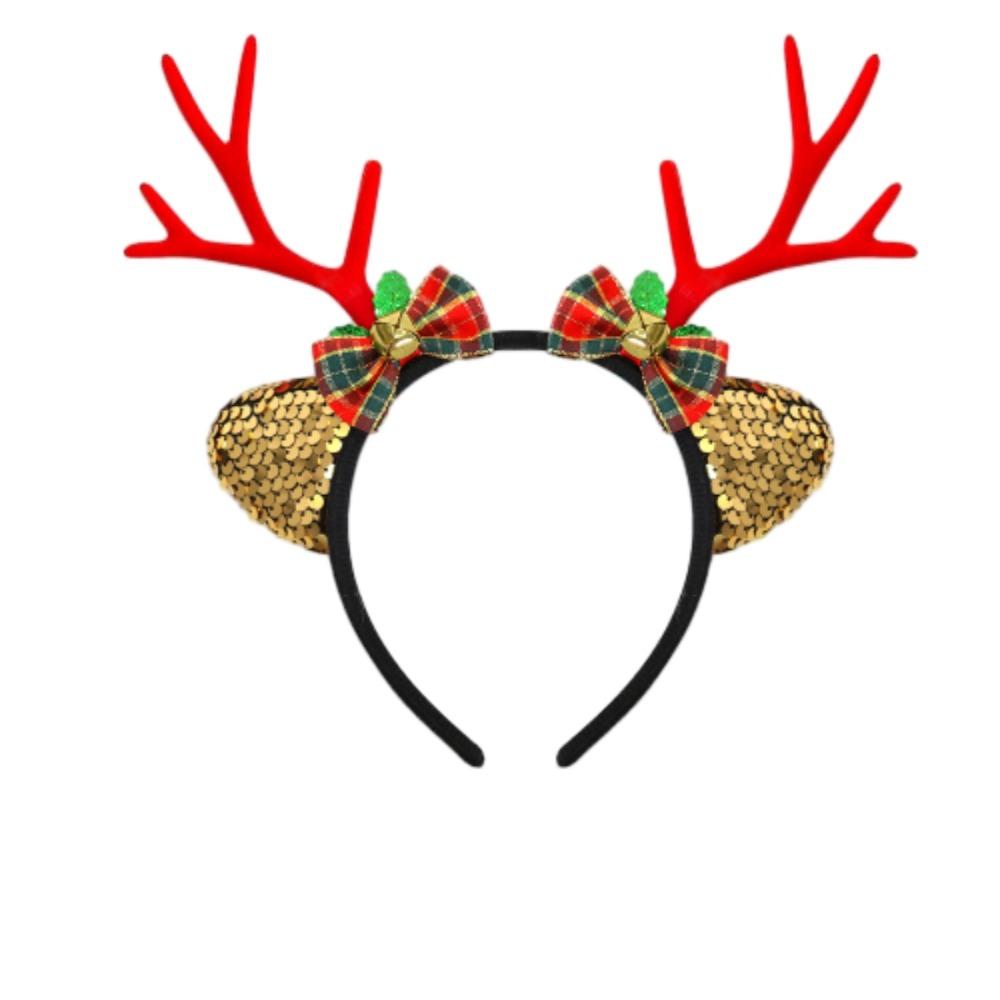 Cute Christmas Headband Flocked Antler Xmas Hairband Creative Deer Ear Headband  Woman