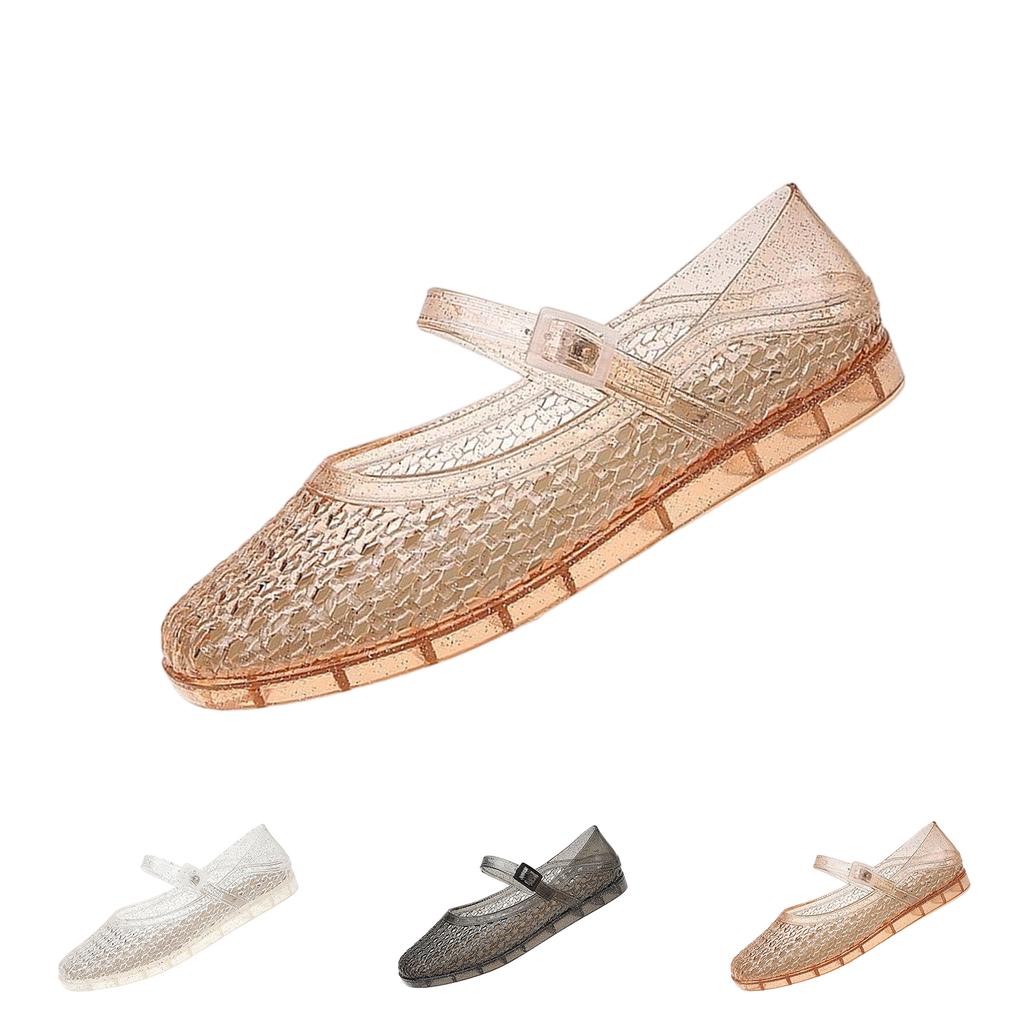 Women's Mesh Mary Jane Flat Shoes Breathable Lightweight Slip On Round Toe Casual Footwear with Adjustable Strap for Daily Wear