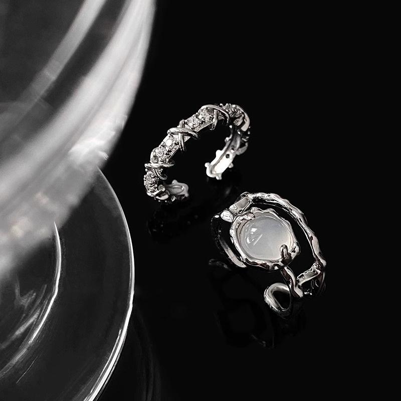 Вінтажні нерегулярні відкриті кільця з опалом, кільця на пальці для жінок, дівчат, солодкі Y2K естетичні ювелірні вироби, подарунок