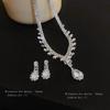French Light Luxury Water Drop Zircon Stud Earrings Necklace Set Niche Fashion Collarbone Chain Simple Commuter High-end Jewelry