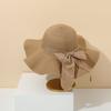55-60cm Wide Brim Straw Beach Hat Fashion UV Protection Foldable Travel Sun Visor Cap with Bow Ribbons Portable Sun Protection