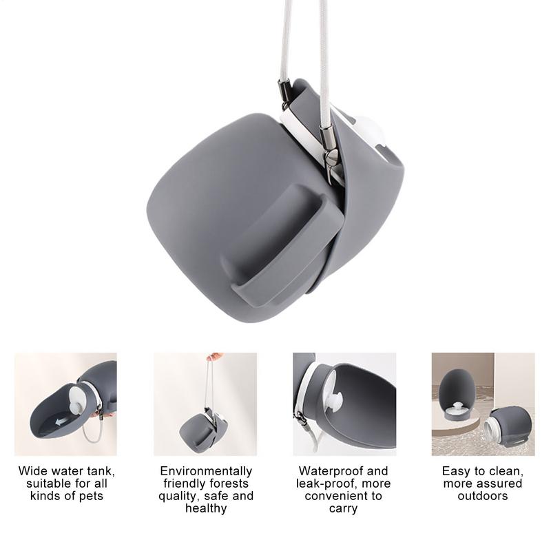 Water Bottle For Dogs 800ml Foldable Leakproof Water Dispenser Bowl For Puppy Pet Drinking Feeder With Lanyard For Small Medium