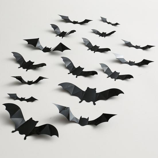 Halloween Bats Decorations Outdoor Indoor 3D Bat Stickers Horror Gothic Theme Paint-Safe Adhesive Waterproof Decals