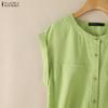ZANZEA Women Casual Round Neck Solid Color Sleeveless Tank Tops