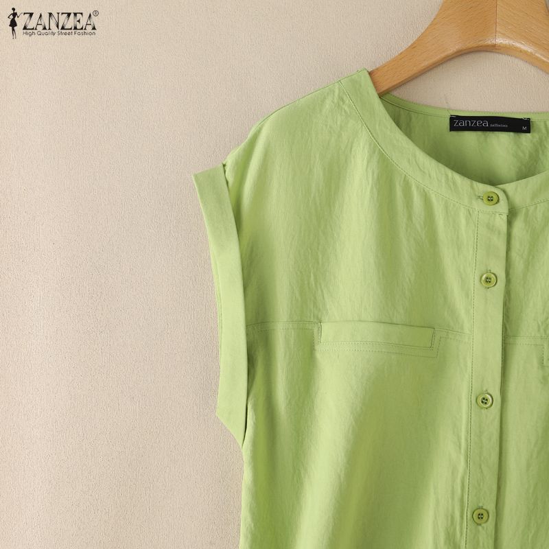 ZANZEA Women Casual Round Neck Solid Color Sleeveless Tank Tops