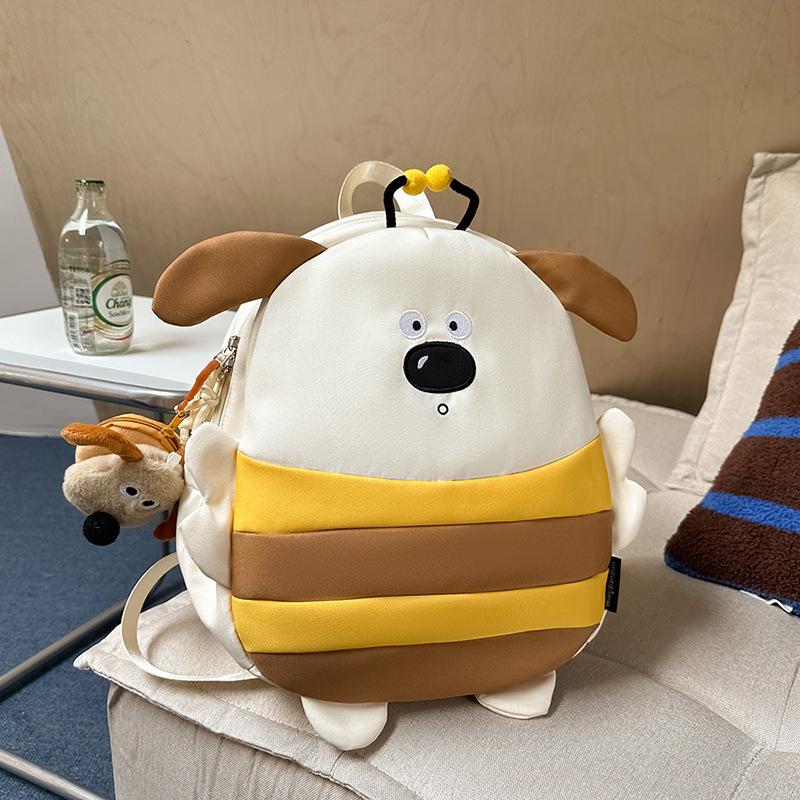 Cute puppy schoolbag girl junior high school student cartoon lightweight small backpack versatile high school student travel backpack tide single bag белый