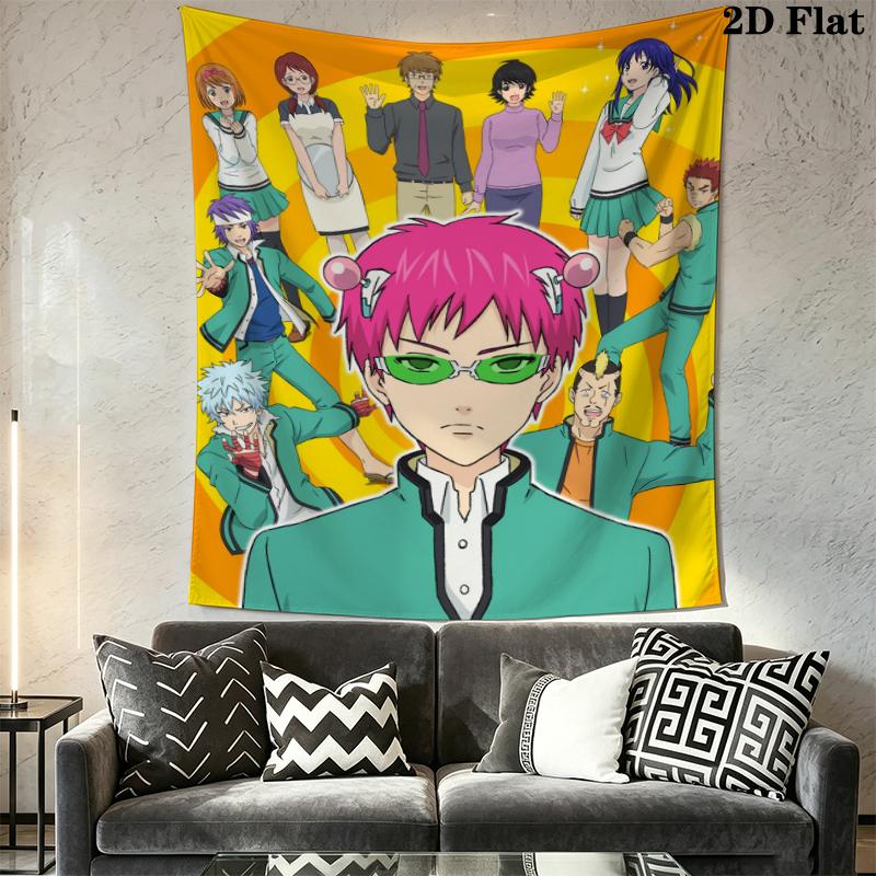 The Disastrous Life of Saiki K Wall Tapestry Aesthetic Wall Hanging Printed Fabric Blanket Decorative Tapestries for Bedroom Living Room Home Decor