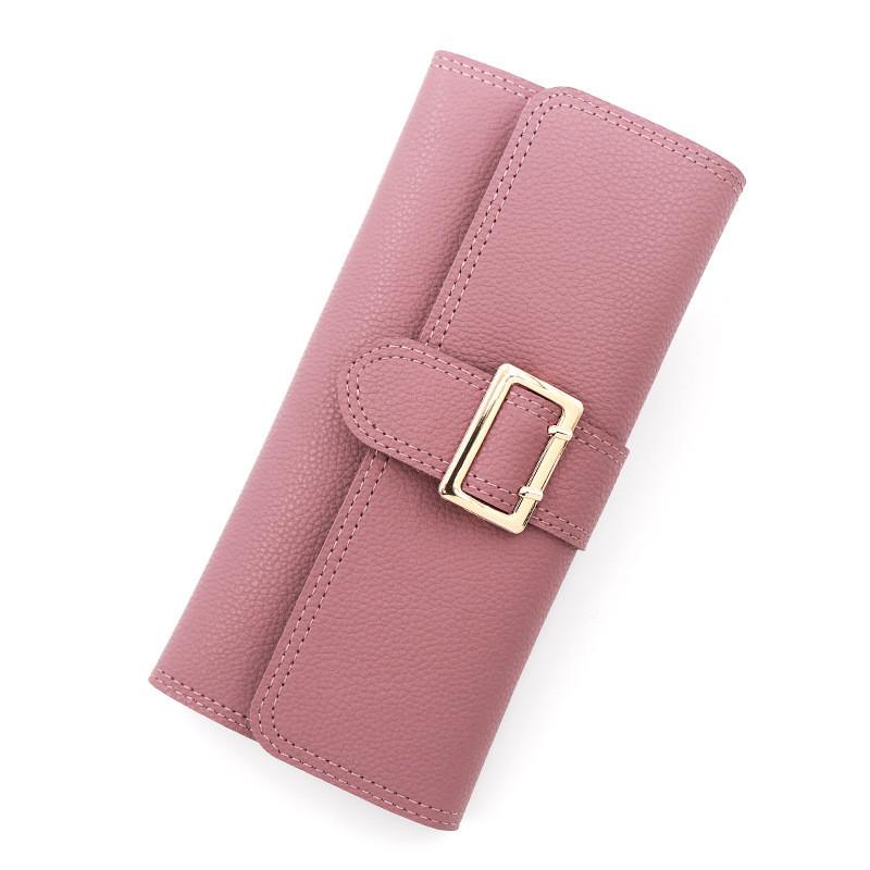 Ladies Pu Leather Slim Wallet With Three Fold Design For Daily Use