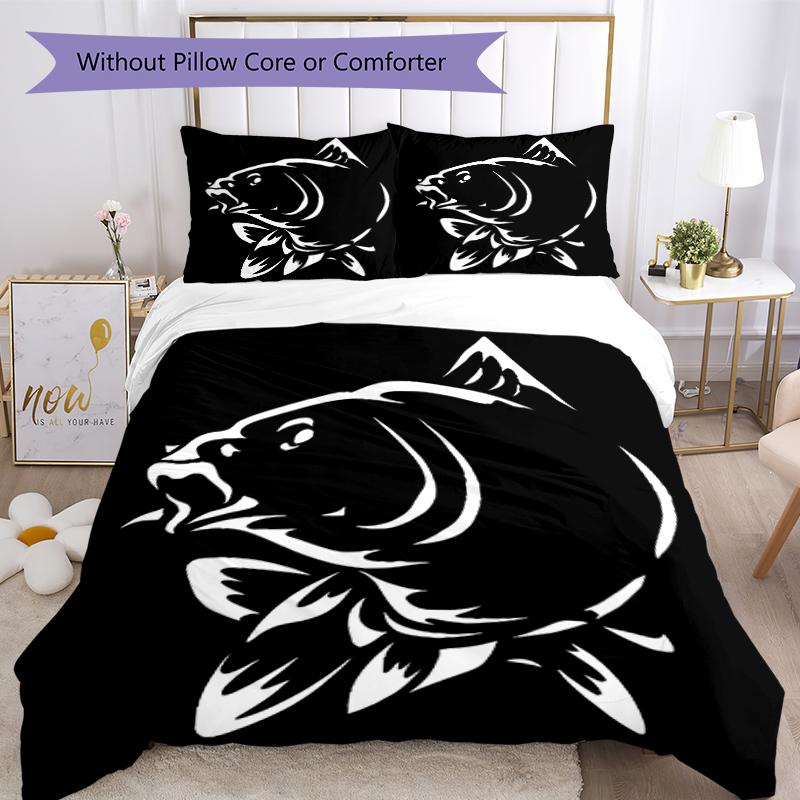 3pcs Nash Tackle Pattern Bedding Set Duvet Cover Set Includes Duvet Cover &pillowcases, Perfect All Season Bedroom Decoration & Gift