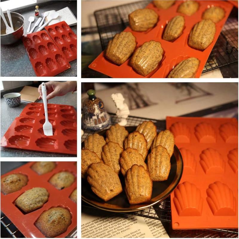 Heat Resistant Silicone Madeline Pan 9 Cavities Nonstick Food Grade Baking Mold for DIY Pastry Cookie