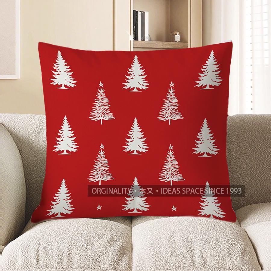 Home Decor Red & White Stripes Christmas Tree Pillow Cover Pattern Cushion Cover Suitable For Sofa Bedroom Car Pillow Cover