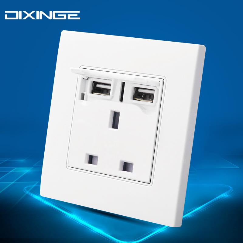 86 Type British Standard 13A Wall Socket with Dual USB Charging Ports