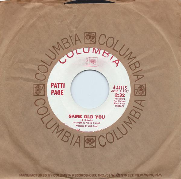 

7inch Record PATTI PAGE - Same Old You 444115 DOT RECORDS 1966 US Pop Used