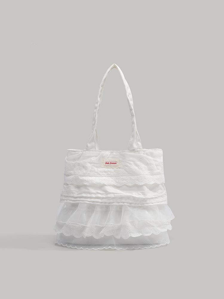 

Sweet lace cake skirt bag female Korean gentle girl canvas shoulder bag niche personality commuter tote bag белый