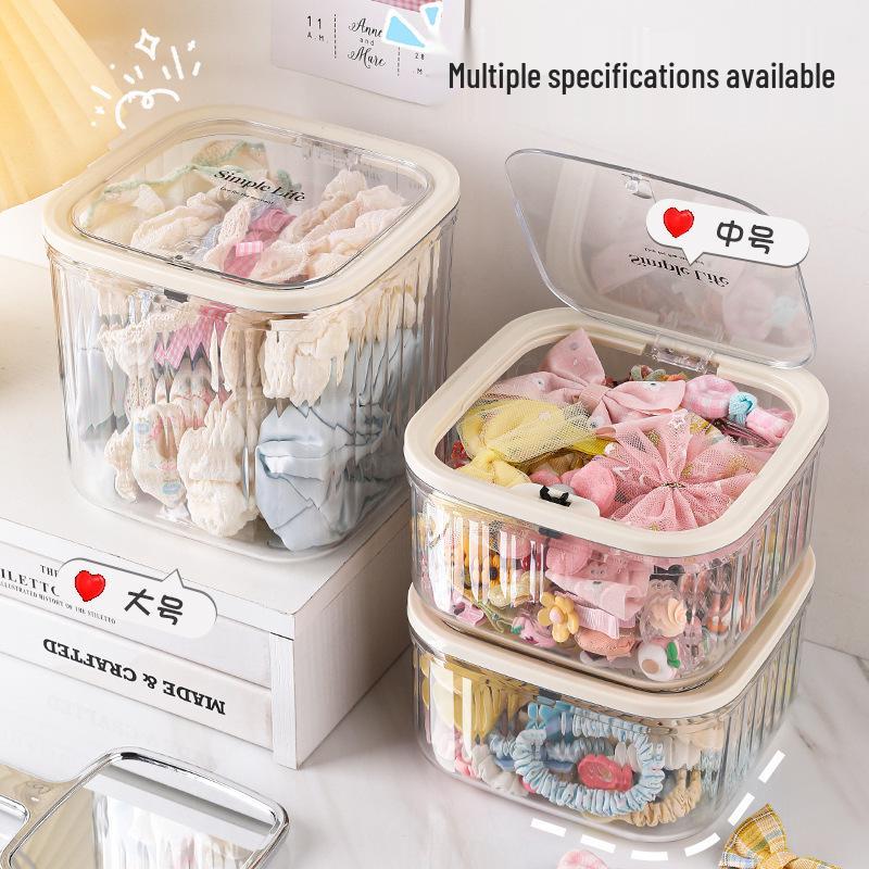 Boîte à bijoux de grande capacité: Rangement transparent pour accessoires de coiffure, colliers et couvre-chefs avec couvercle