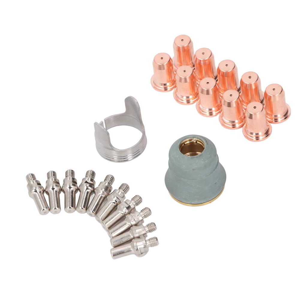 22 Pcs Set Plasma Cutter Electrode Tip Kit Brass Electrodes Tips Shield Cap and Standoff Guide for PT60