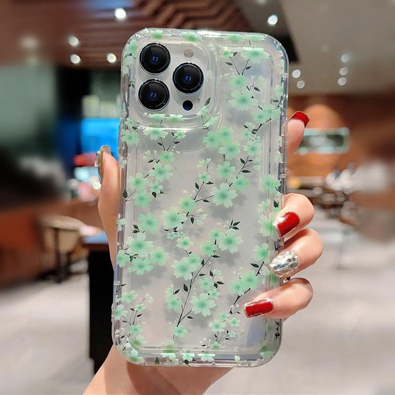 Multicolor Floral Anti-drop Soft Case For iPhone 13 11 12 14 15 Pro Max 7 8 Plus SE  X XR XS Max Airbag Clear Cover