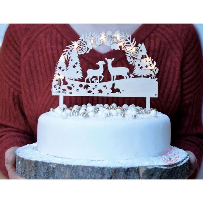Cake topper bois avec LED Forêt enchantée