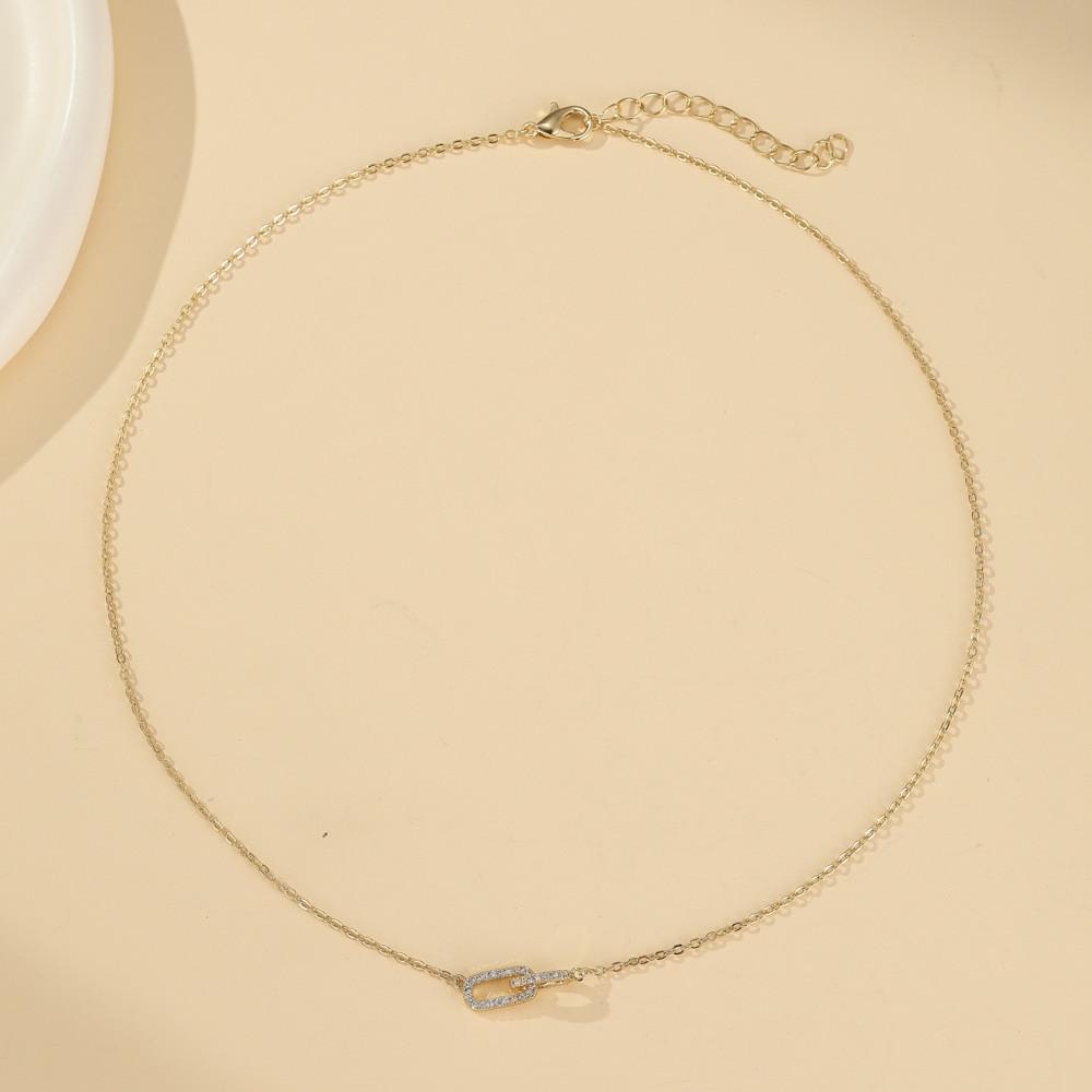 

Elegant 14k Gold Plated Copper Geometric U Shape Brooch Necklace For Women