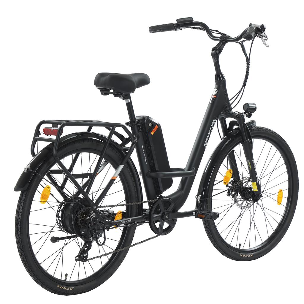 Spatial Elite Women’ Electric Bike With TowSeat 250W Motor 36V13AH Battery 26 Inch Road Tires Multi Terrain Electric Bike Outdoor Riding E-Bike