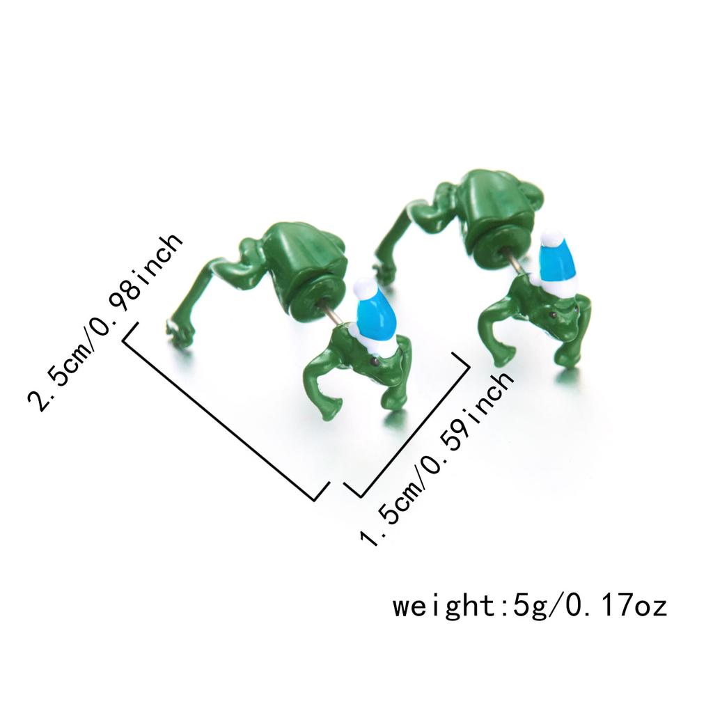 Funny Green Frog Stud Earrings For Women Cute Animal Frog Ear Clip Piercing Studs Y2k Aesthetics Jewelry Gifts