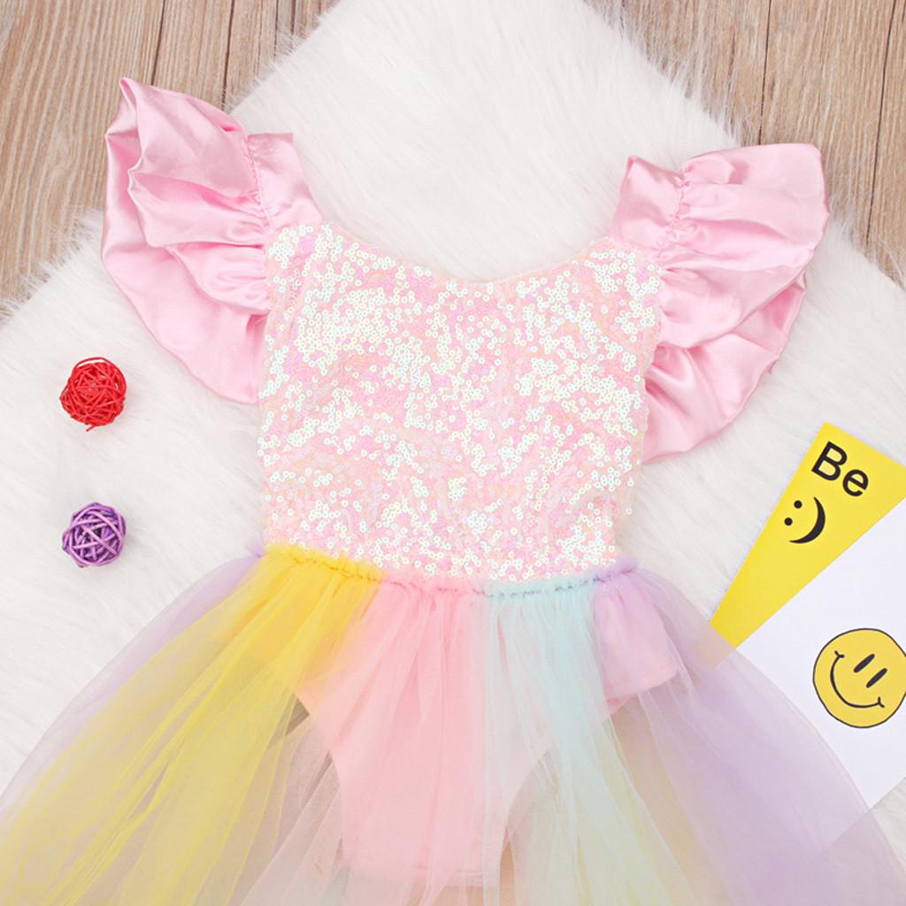 Buy Toddler Kid Baby Girl Rainbow Sleeveless Sequined Lace Princess