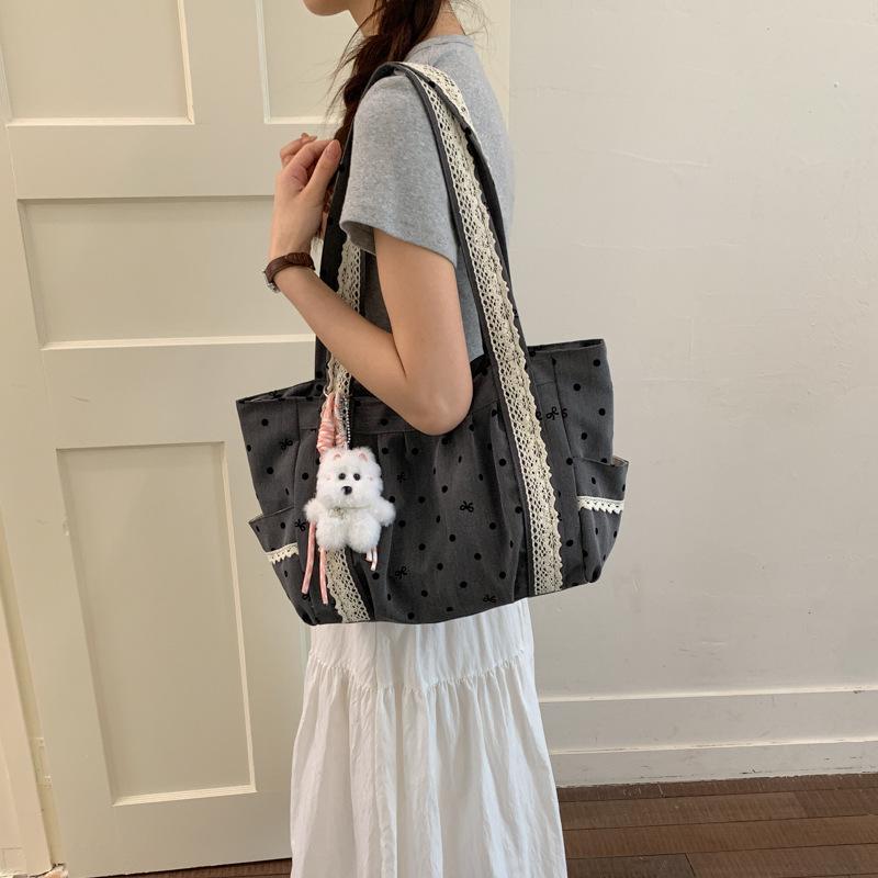 Korean Style Ins Lace Tote Bag New Trendy Fashiable and Versatile Shoulder Bag for Women Casual and Simple Commuting Bag