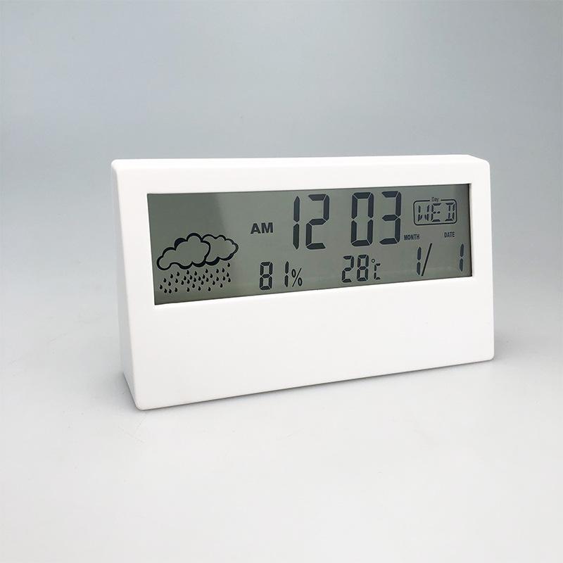 

Clock electronic station clock temperature hygrometer alarm clock creative electronic digital display multifunction white light 618E